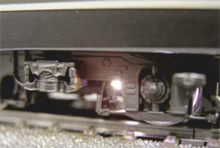 The mini-LED flashes and simulates the flying sparks of a locomotive on the disc
