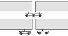 Prinzip des Jakob-Drehgestells, hier als 3-Achser: Das Jakob-Drehgestell spart Platz und Gewicht und vereinfacht bei Personenzügen die Übergänge zwischen den Waggons
